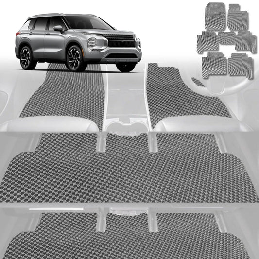 6D Diamond Car Floor Mats for Mitsubishi Outlander 2022-Current-Ultimate Set-Grey-Outback GT