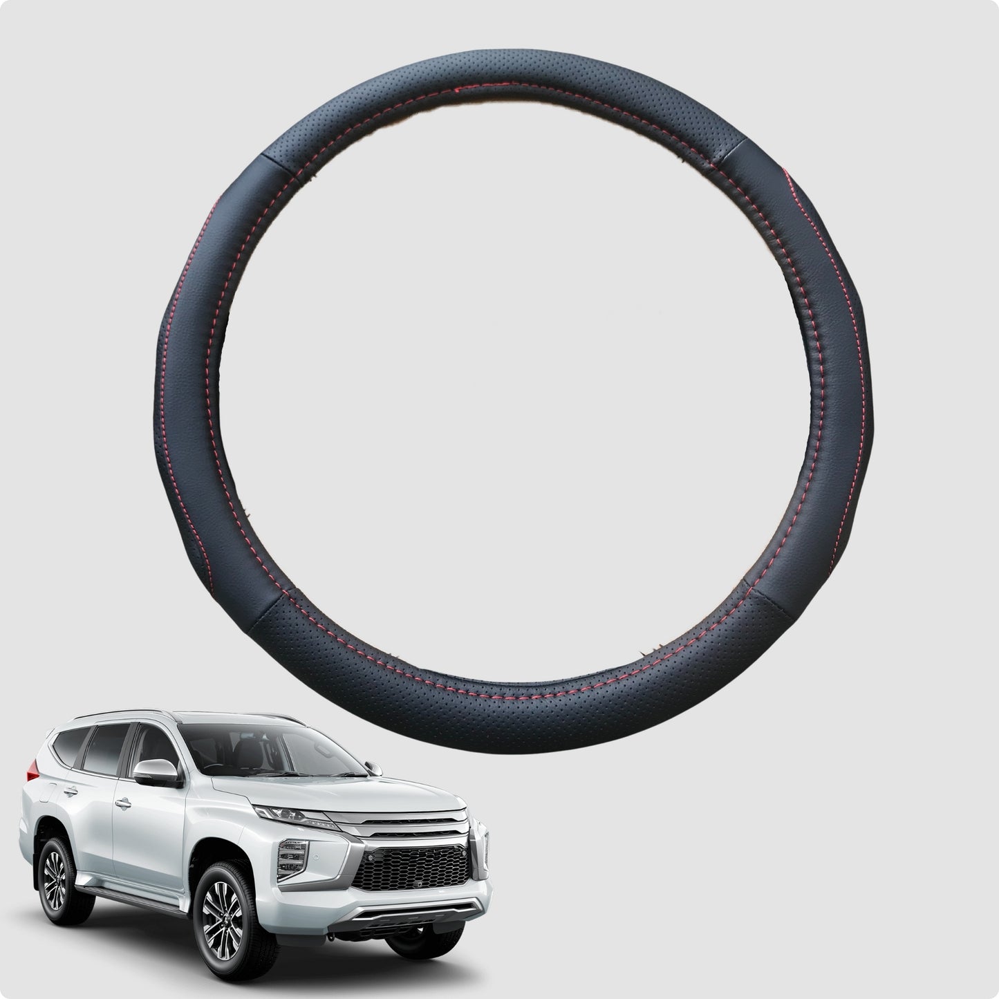 Steering Wheel Cover for Mitsubishi Pajero 2006-2021 38CM Leather | Circle