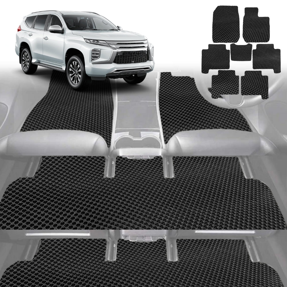 6D Diamond Car Floor Mats for Mitsubishi Pajero 2006-2021-Ultimate Set-Black-Outback GT