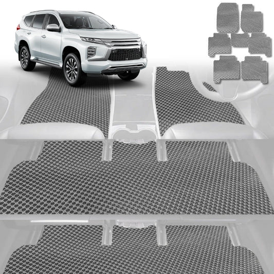 6D Diamond Car Floor Mats for Mitsubishi Pajero 2006-2021-Ultimate Set-Grey-Outback GT