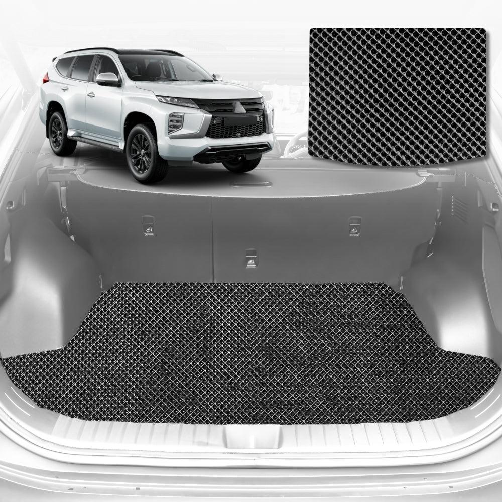 6D Diamond Car Boot Mat for Mitsubishi Pajero Sport (KR/KS/QE/QF)2015-Current-Cargo Mat-Black-Outback GT