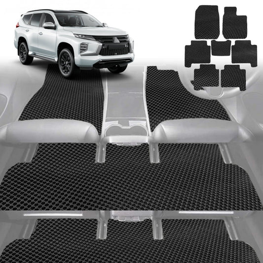 6D Diamond Car Floor Mats for Mitsubishi Pajero Sport 2015-Current-Ultimate Set-Black-Outback GT
