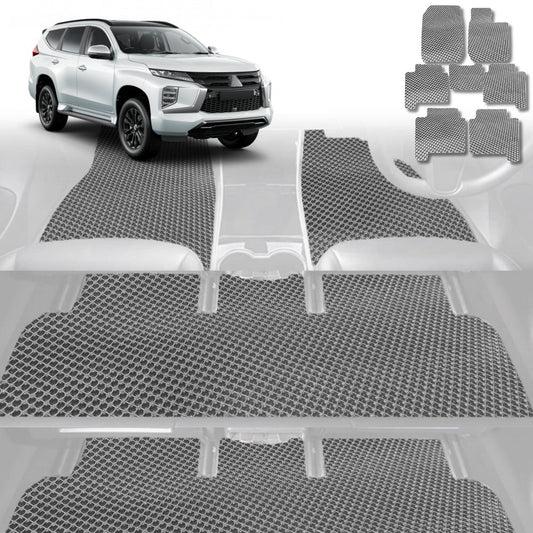 6D Diamond Car Floor Mats for Mitsubishi Pajero Sport 2015-Current-Ultimate Set-Grey-Outback GT