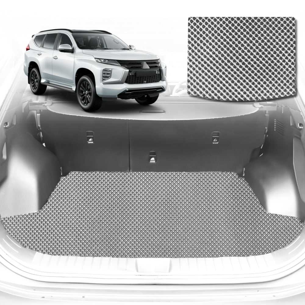 6D Diamond Car Boot Mat for Mitsubishi Pajero Sport (KR/KS/QE/QF)2015-Current-Cargo Mat-Grey-Outback GT