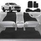 6D Diamond Car Floor Mats for Mitsubishi Triton Club Cab 2015-2023-Full Set-Black-Outback GT