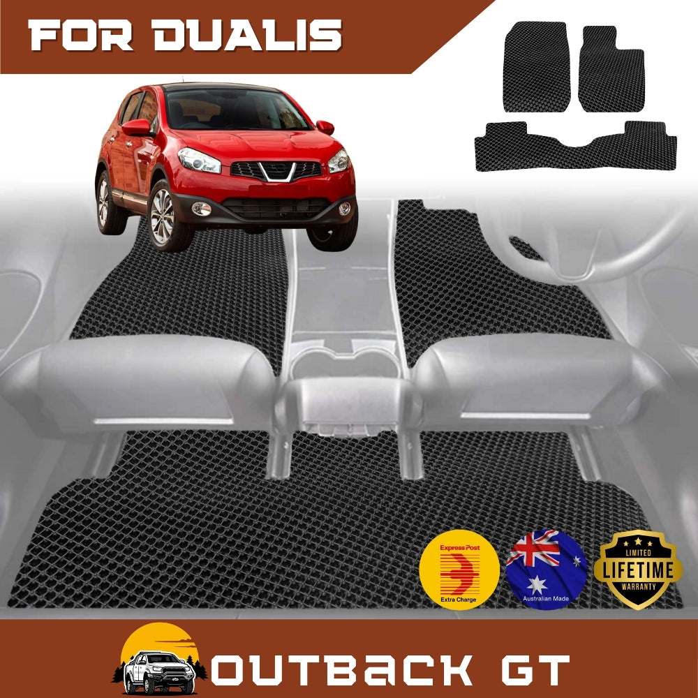 6D Diamond Car Floor Mats for Nissan Dualis 2007-2014 Full Set | Heavy Duty Carpet Liner