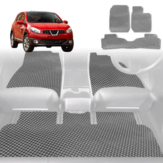 6D Diamond Car Floor Mats for Nissan Dualis 2007-2014-Full Set-Grey-Outback GT