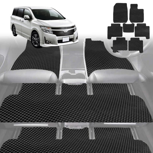 6D Diamond Car Floor Mats for Nissan Elgrand 2002-2010-Ultimate Set-Black-Outback GT