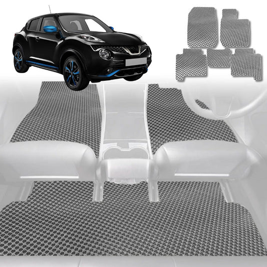 6D Diamond Car Floor Mats for Nissan JUKE 2013-2019-Full Set-Grey-Outback GT