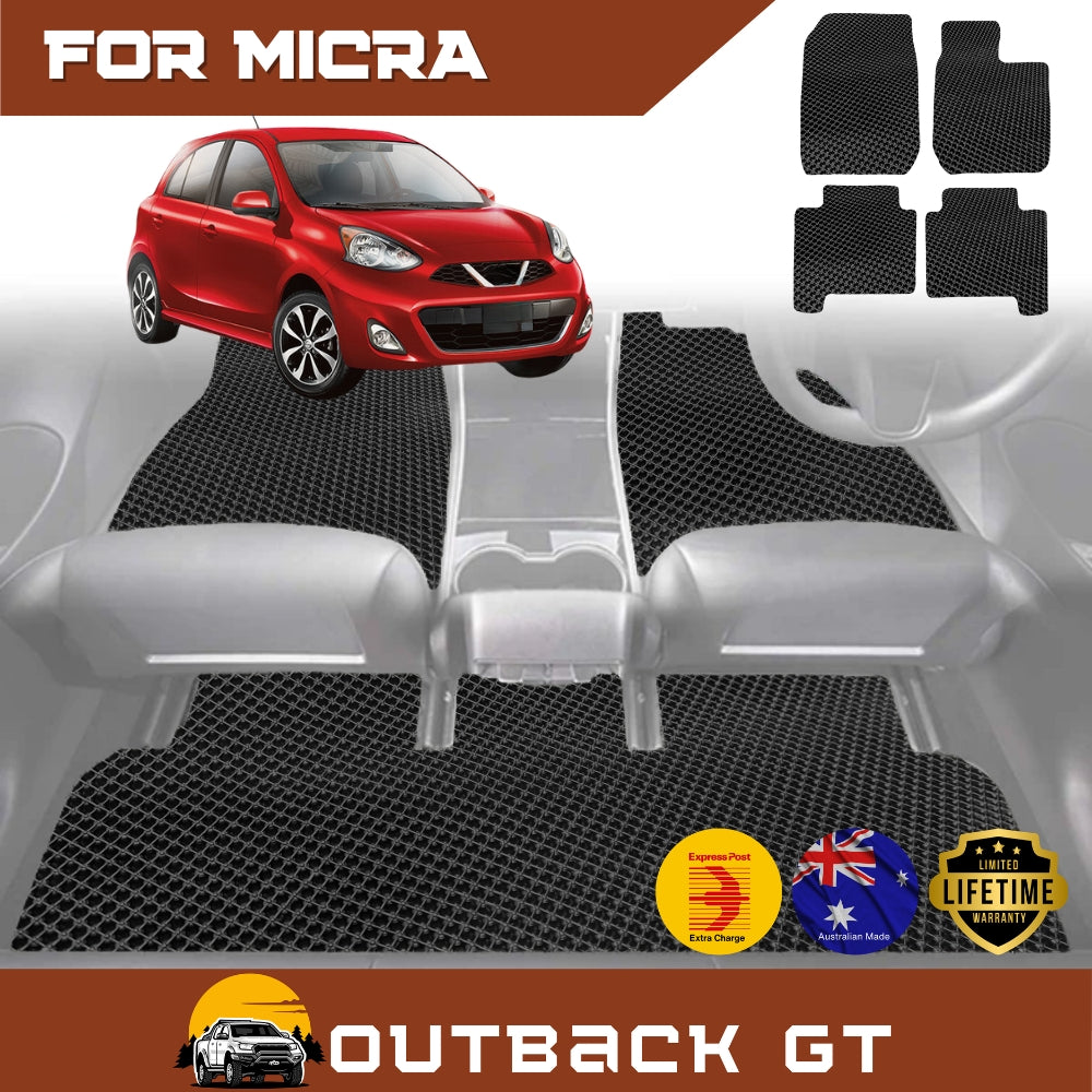 6D Diamond Car Floor Mats for Nissan Micra(K13)2010-2017 Full Set | Heavy Duty Carpet Liner