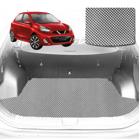 6D Diamond Car Boot Mat for Nissan Micra (K13)2010-2017-Hatch-Cargo Mat-Grey-Outback GT