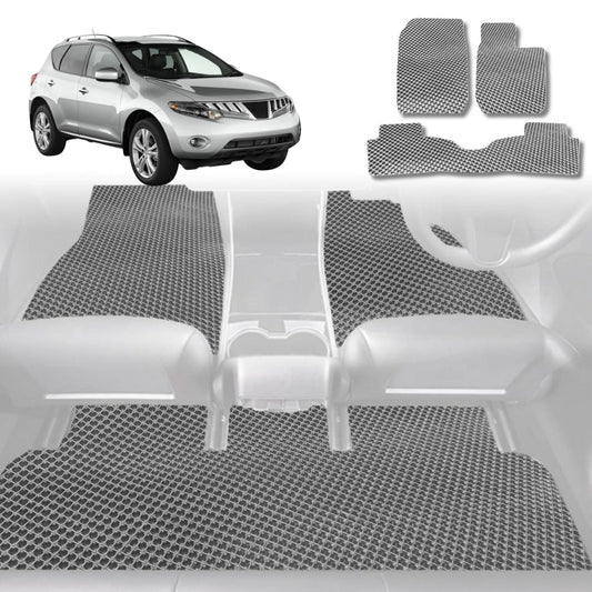 6D Diamond Car Floor Mats for Nissan Murano 2009-2015-Full Set-Grey-Outback GT