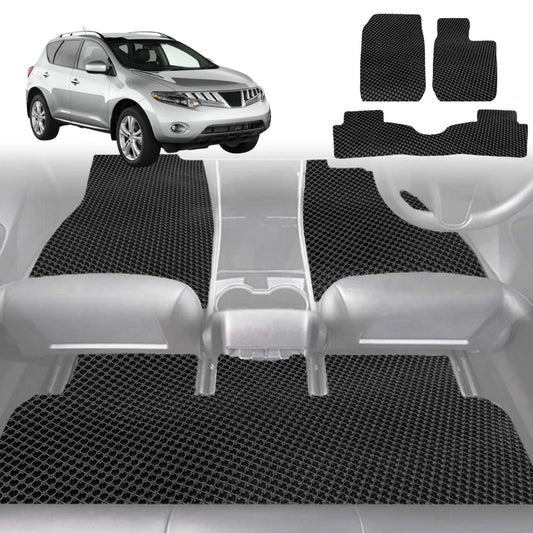 6D Diamond Car Floor Mats for Nissan Murano 2009-2015-Full Set-Black-Outback GT