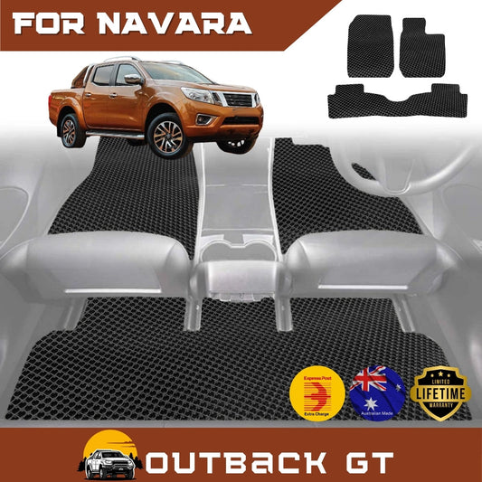 6D Diamond Car Floor Mats for Nissan Navara Dual Cab (NP300/D23 STX without rear cupholder)2015-Current Full Set | Heavy Duty Carpet Liner