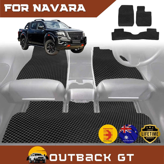 6D Diamond Car Floor Mats for Nissan Navara Dual Cab Pro-4X2022-Current Full Set | Heavy Duty Carpet Liner