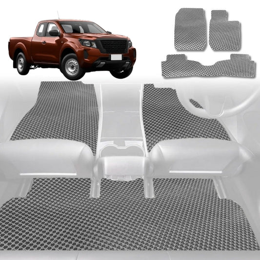 6D Diamond Car Floor Mats for Nissan Navara King Cab 2015-Current-Full Set-Grey-Outback GT