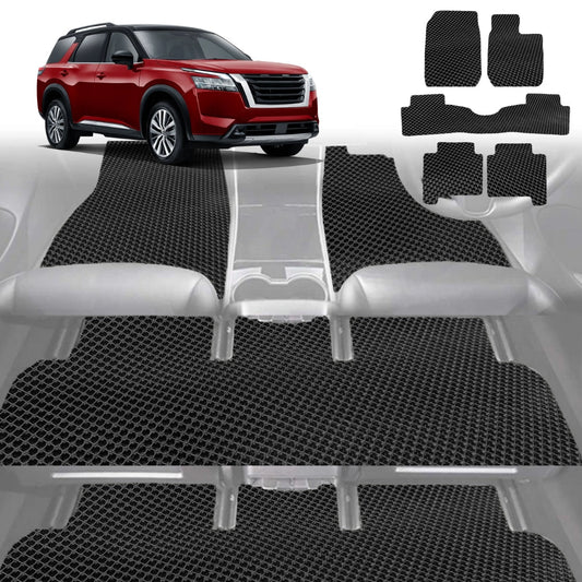 6D Diamond Car Floor Mats for Nissan Pathfinder 2013-2021-Ultimate Set-Black-Outback GT