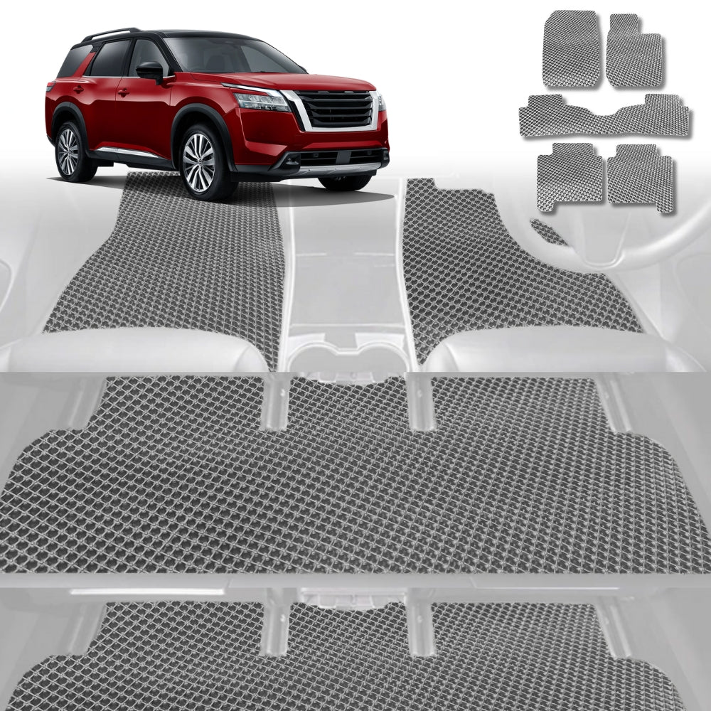 6D Diamond Car Floor Mats for Nissan Pathfinder 2013-2021-Ultimate Set-Grey-Outback GT