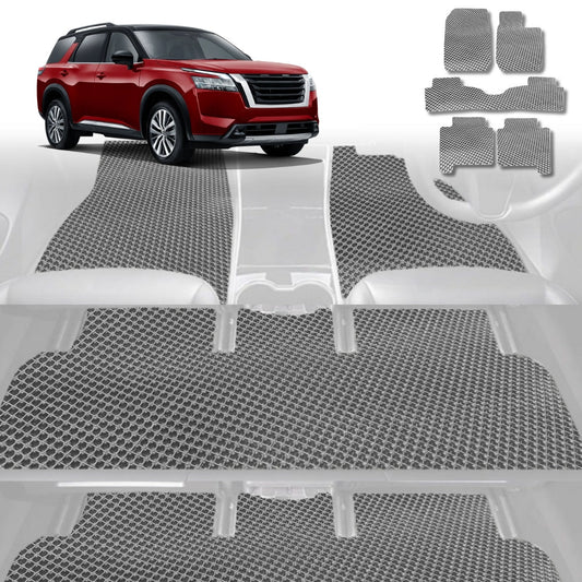 6D Diamond Car Floor Mats for Nissan Pathfinder 2013-2021-Ultimate Set-Grey-Outback GT