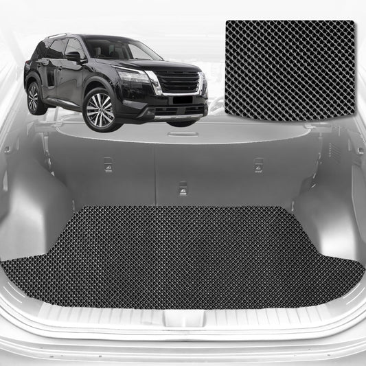 6D Diamond Car Boot Mat for Nissan Pathfinder 8 seater (R53)2022-Current-3rd Row seats up/8 seater-Cargo Mat-Black-Outback GT