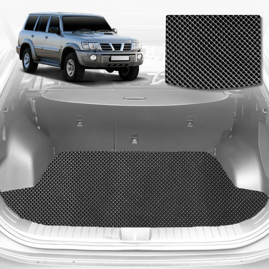 6D Diamond Car Boot Mat for Nissan Patrol Y61 SUV (Y61/GU)1997-2016-Cargo Mat-Black-Outback GT