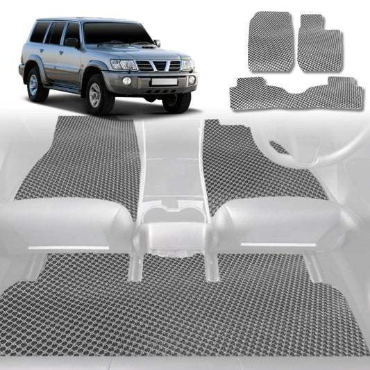 6D Diamond Car Floor Mats for Nissan Patrol Y61 1997-2016 SUV GU-Full Set-Grey-Outback GT
