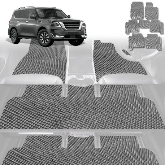 6D Diamond Car Floor Mats for Nissan Patrol Y62 2013-Current-Ultimate Set-Grey-Outback GT