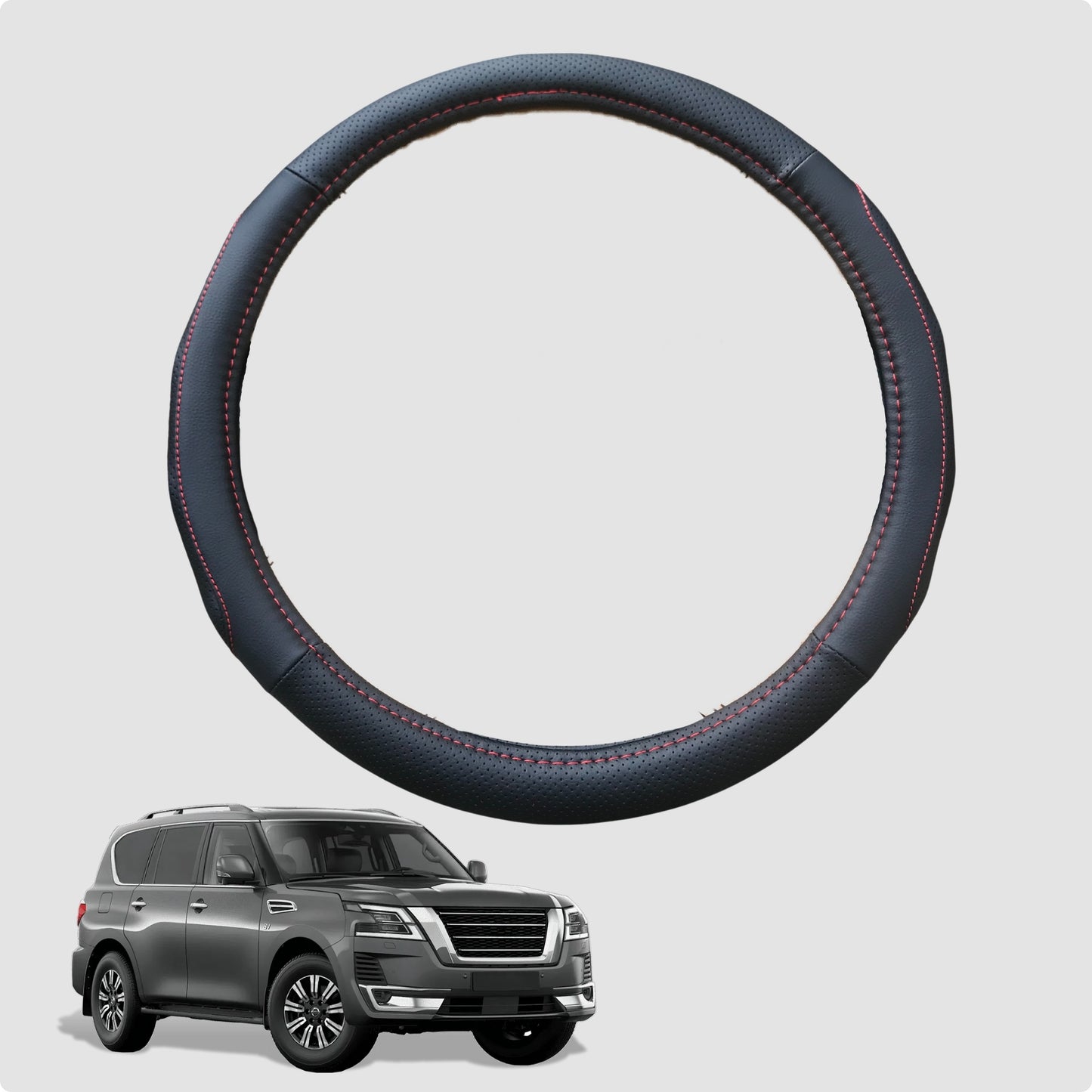 Steering Wheel Cover for Nissan Patrol Y62 2013-Current 38CM Leather | Circle