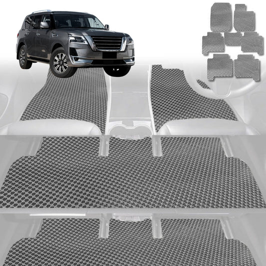 6D Diamond Car Floor Mats for Nissan Patrol Y62 (Y62)2013-Current-Ultimate Set-Grey-Outback GT