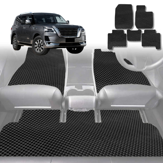 6D Diamond Car Floor Mats for Nissan Patrol Y62 (Y62)2013-Current-Ultimate Set-Black-Outback GT