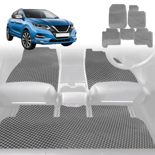 6D Diamond Car Floor Mats for Nissan QASHQAI 2014-2021-Full Set-Grey-Outback GT