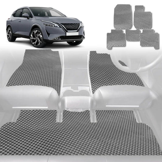 6D Diamond Car Floor Mats for Nissan QASHQAI 2022-Current-Full Set-Grey-Outback GT