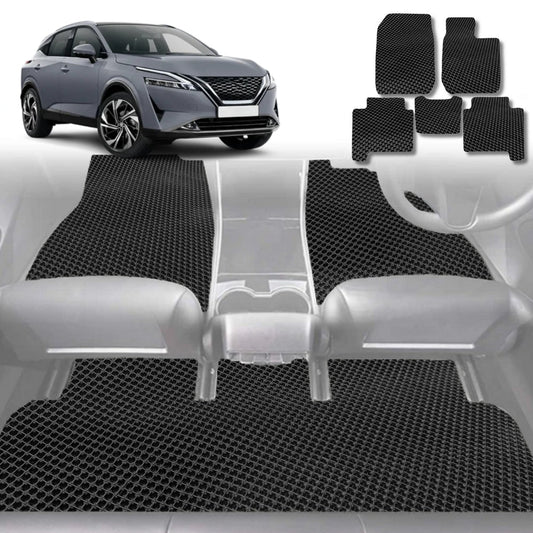 6D Diamond Car Floor Mats for Nissan QASHQAI 2022-Current-Full Set-Black-Outback GT