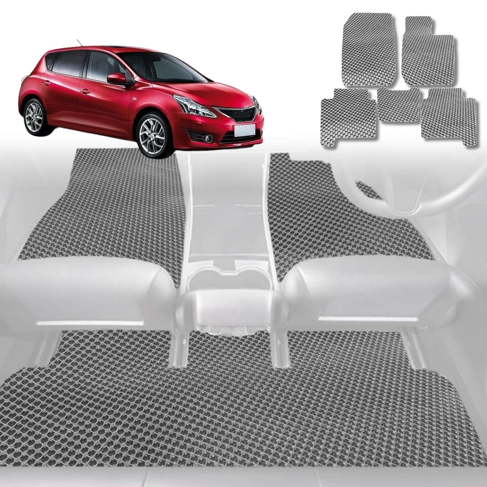 6D Diamond Car Floor Mats for Nissan Tiida 2006-2013-Full Set-Grey-Outback GT