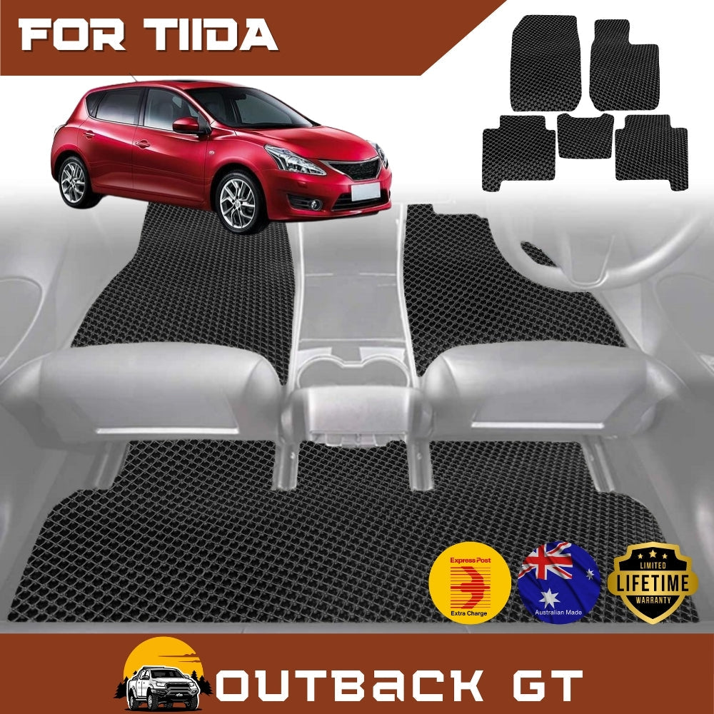 6D Diamond Car Floor Mats for Nissan Tiida 2006-2013 Full Set | Heavy Duty Carpet Liner