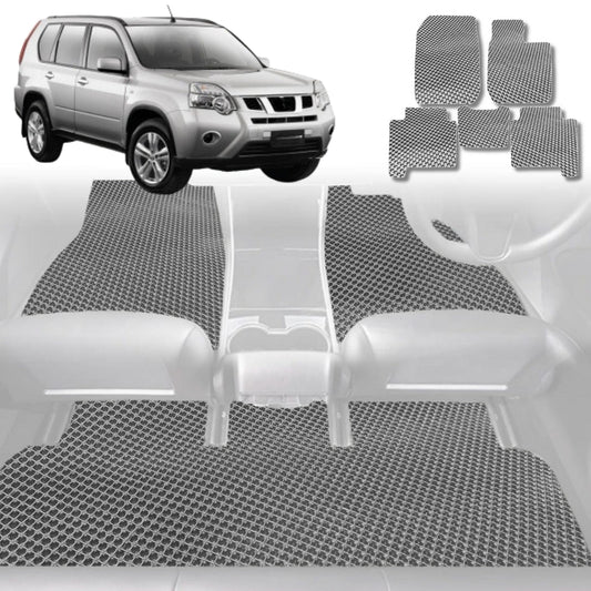 6D Diamond Car Floor Mats for Nissan X-TRAIL 2007-2014-Full Set-Grey-Outback GT