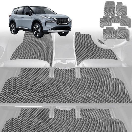 6D Diamond Car Floor Mats for Nissan X-TRAIL 2014-2022-Ultimate Set-Grey-Outback GT