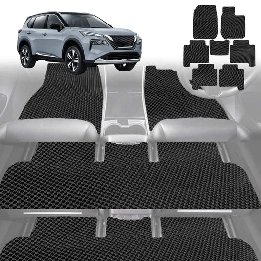 6D Diamond Car Floor Mats for Nissan X-TRAIL 2014-2022-Ultimate Set-Black-Outback GT