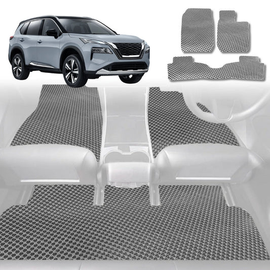 6D Diamond Car Floor Mats for Nissan X-TRAIL 2022-Current-Full Set-Grey-Outback GT
