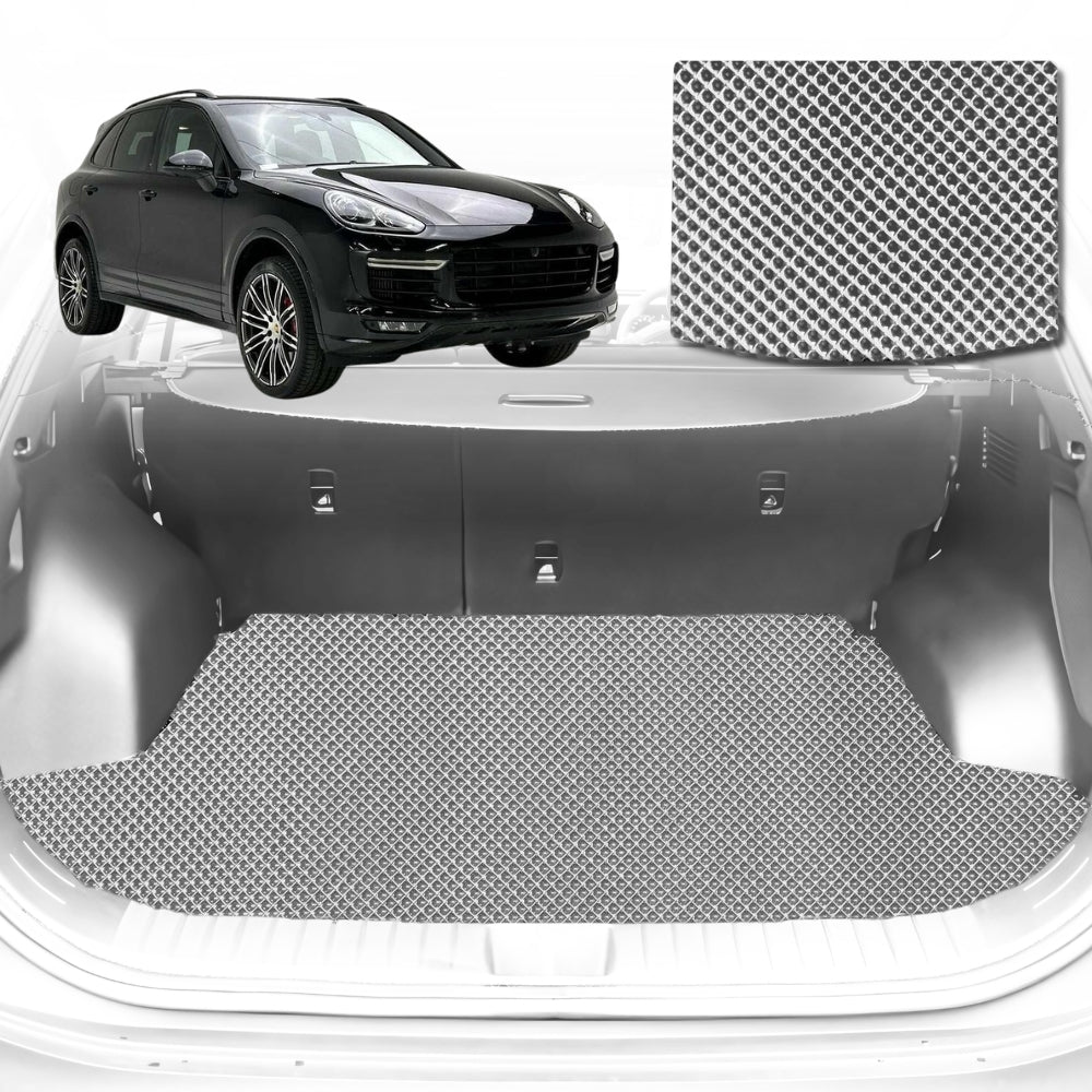 6D Diamond Car Boot Mat for Porsche Cayenne 92A2011-2017-with net bag-Cargo Mat-Grey-Outback GT