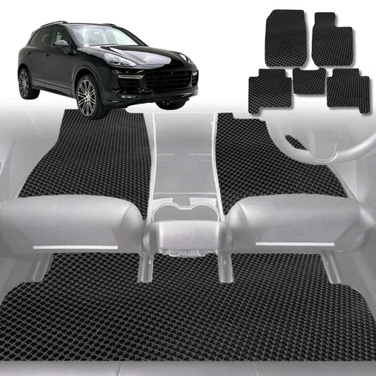 6D Diamond Car Floor Mats for Porsche Cayenne 92A 2011-2017-Full Set-Black-Outback GT