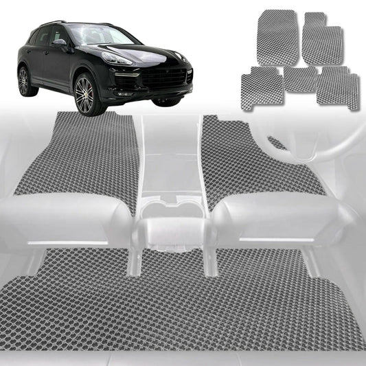 6D Diamond Car Floor Mats for Porsche Cayenne 92A 2011-2017-Full Set-Grey-Outback GT