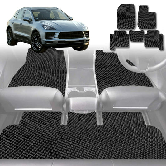 6D Diamond Car Floor Mats for Porsche Macan 2014-Current-Full Set-Black-Outback GT