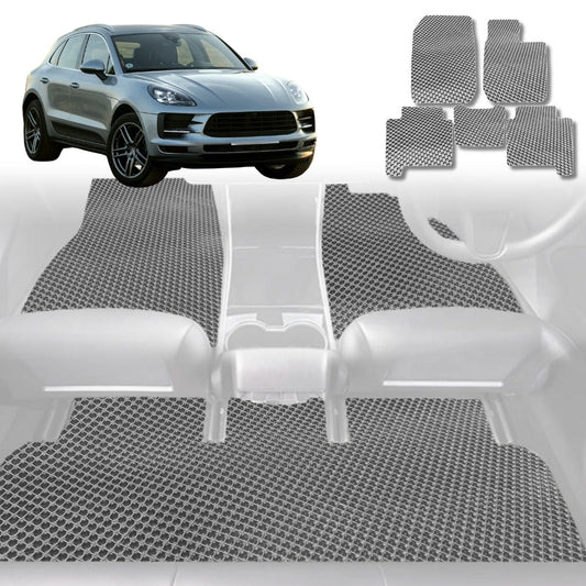 6D Diamond Car Floor Mats for Porsche Macan 2014-Current-Full Set-Grey-Outback GT