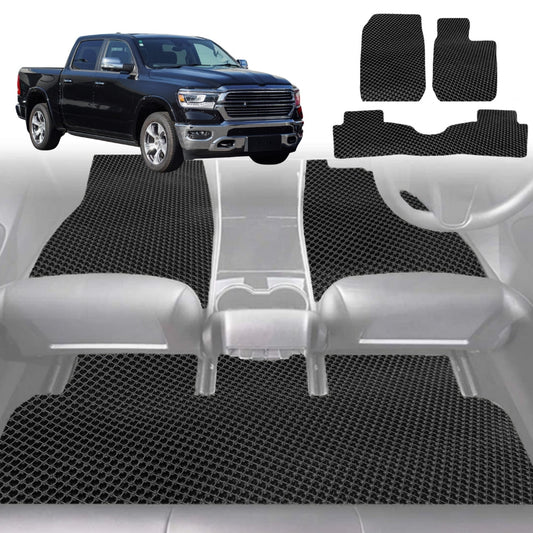 6D Diamond Car Floor Mats for RAM 1500 Express (DT)2019-Current-Full Set-Black-Outback GT