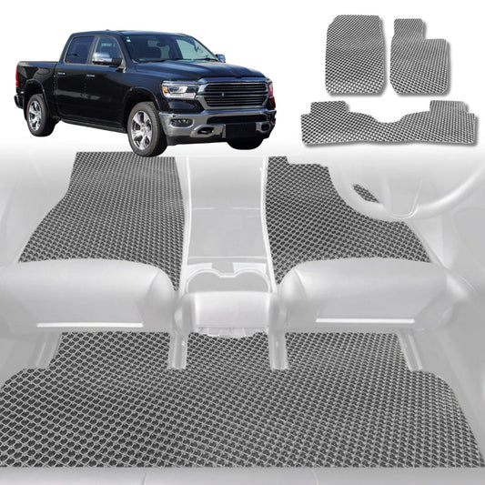 6D Diamond Car Floor Mats for RAM 1500 Express (DT)2019-Current-Full Set-Grey-Outback GT