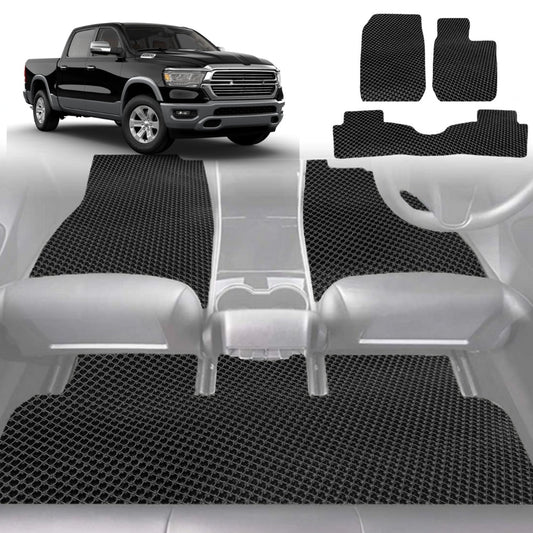 6D Diamond Car Floor Mats for RAM 1500 Laramie 2019-Current-Full Set-Black-Outback GT