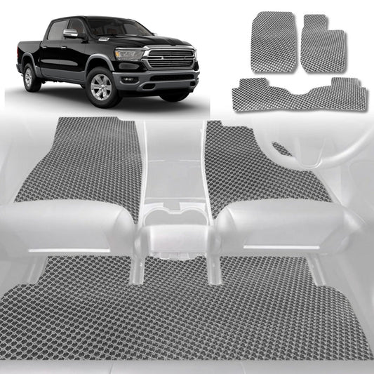 6D Diamond Car Floor Mats for RAM 1500 Laramie 2019-Current-Full Set-Grey-Outback GT