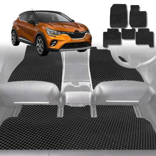 6D Diamond Car Floor Mats for Renault CAPTUR (JB/JE)2019-Current-Full Set-Black-Outback GT