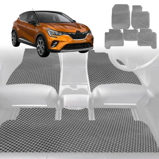 6D Diamond Car Floor Mats for Renault CAPTUR (JB/JE)2019-Current-Full Set-Grey-Outback GT
